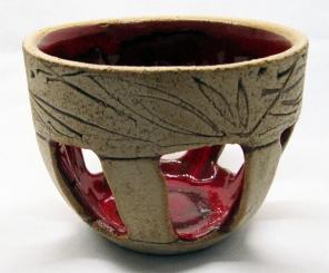 Räucherstövchen dunkelrot mit Sieb 